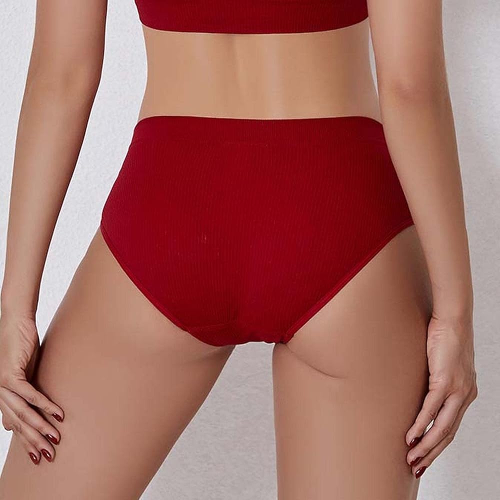 Pack of 3  Women's Briefs Briefs Trendy Ribbed Bikini Set Plus Underwear