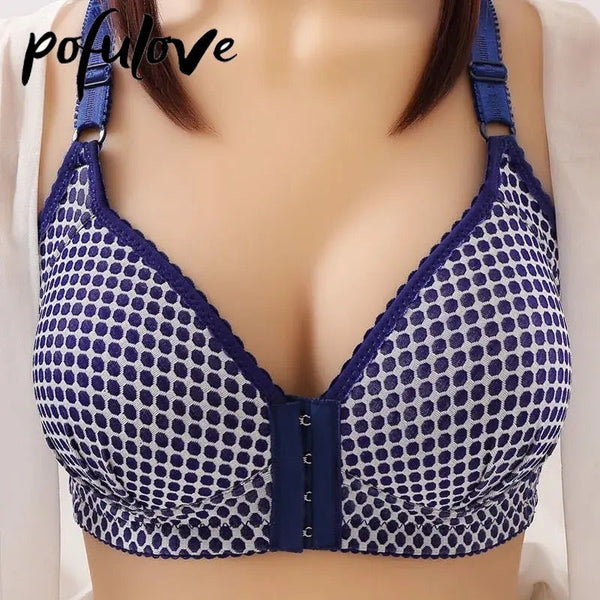 POLKA DOT FRONT OPEN PADDED BRA (WIRELESS