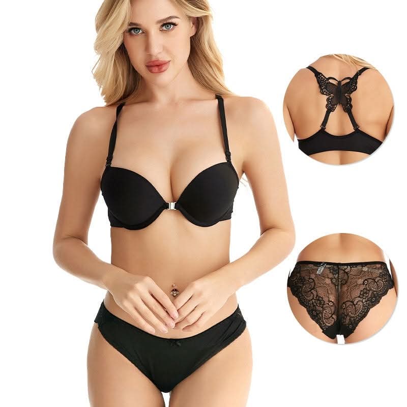 Push Up Bra Front Closure Butterfly  Back set
