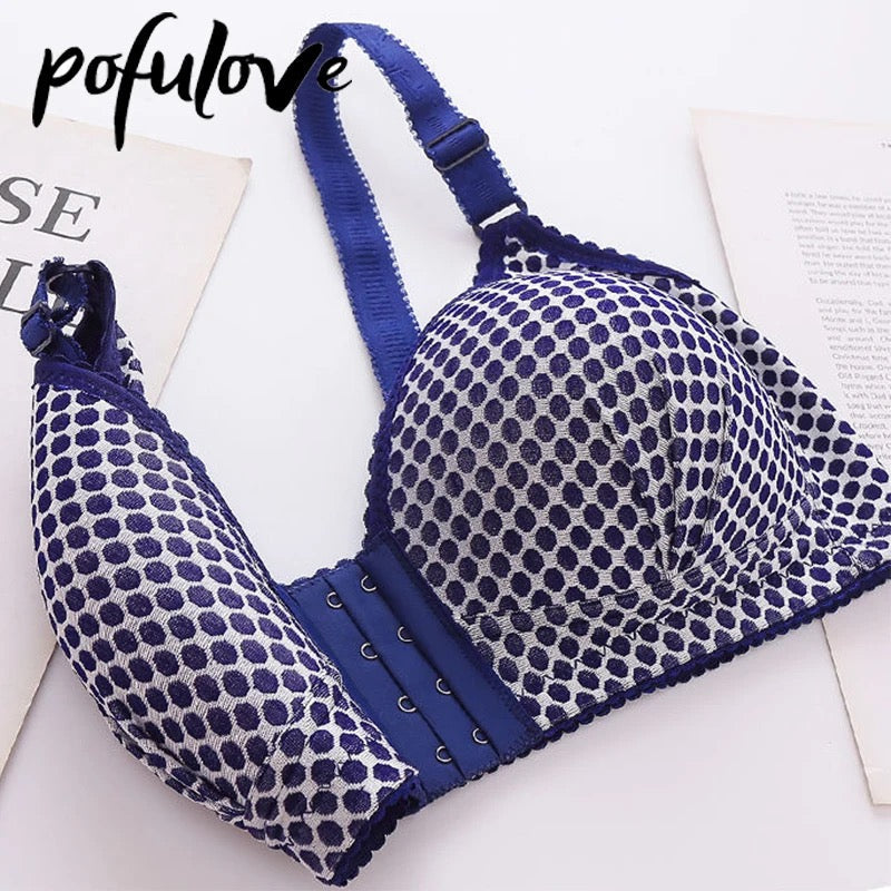 POLKA DOT FRONT OPEN PADDED BRA (WIRELESS