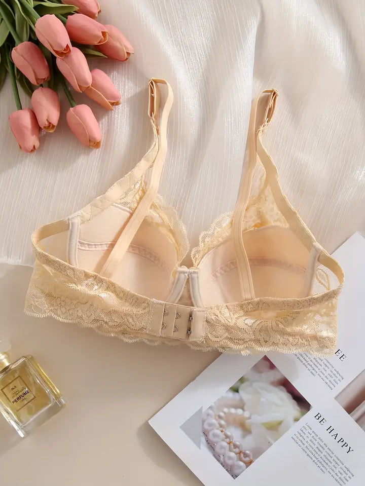 Push Up Bra Ultra Thin Lace Bra Hollow Floral Adjustable Bras