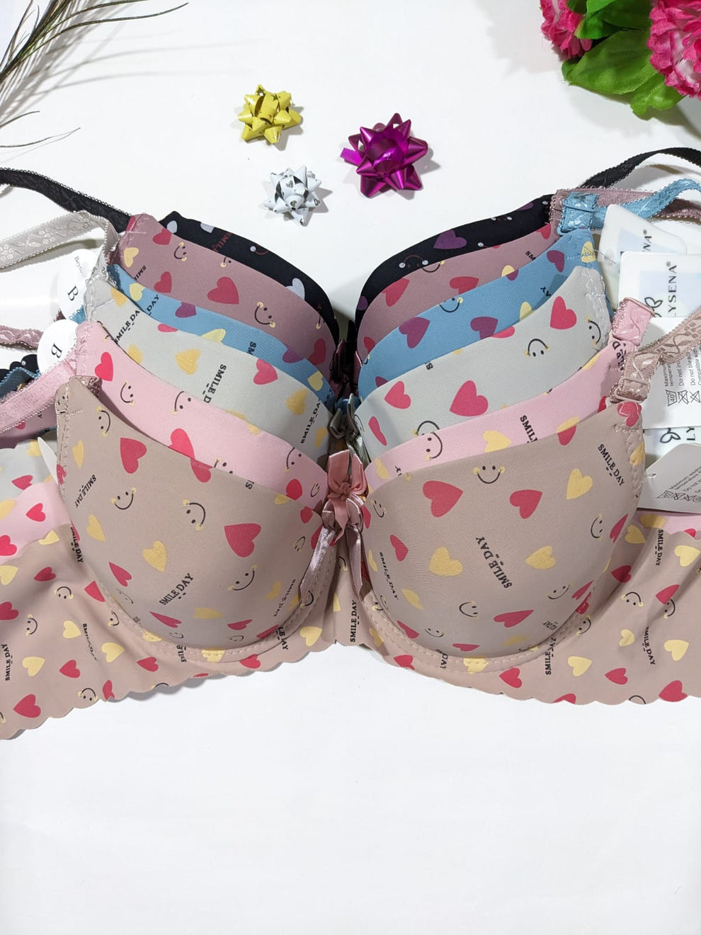 Seacrt  pushup heart print padded bra