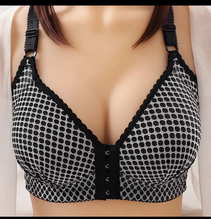 POLKA DOT FRONT OPEN PADDED BRA (WIRELESS