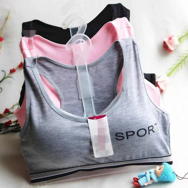 Pack of 3 Girls Teenage Comfy Cotton Bra Teens Sports Vest Tops One Size