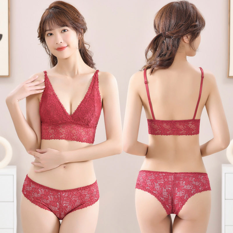 V shape lace bra panty sent