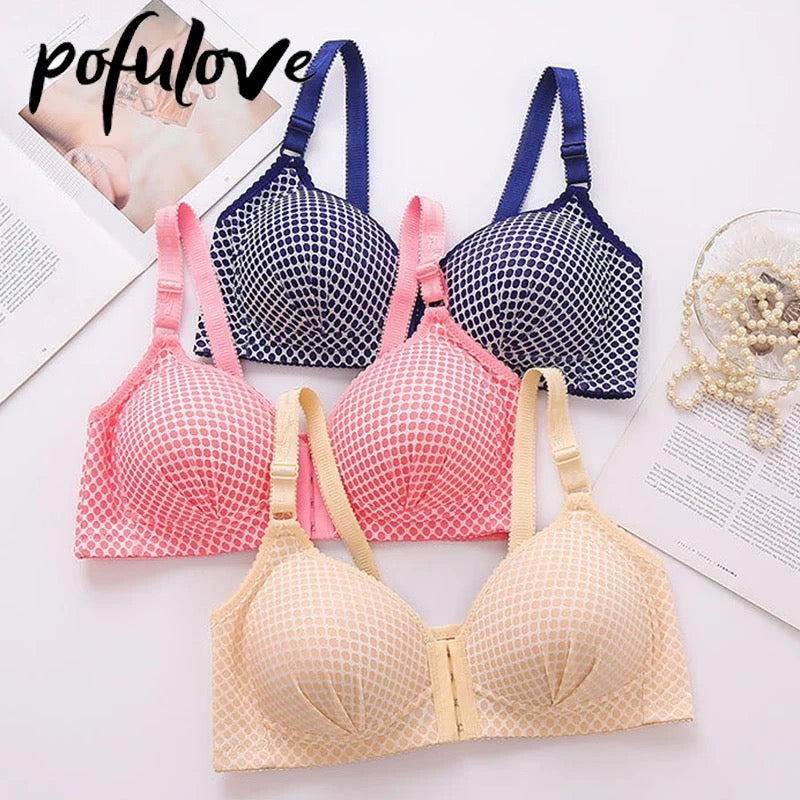 POLKA DOT FRONT OPEN PADDED BRA (WIRELESS