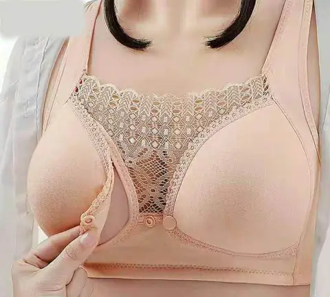 Front open 2 button feeding bra