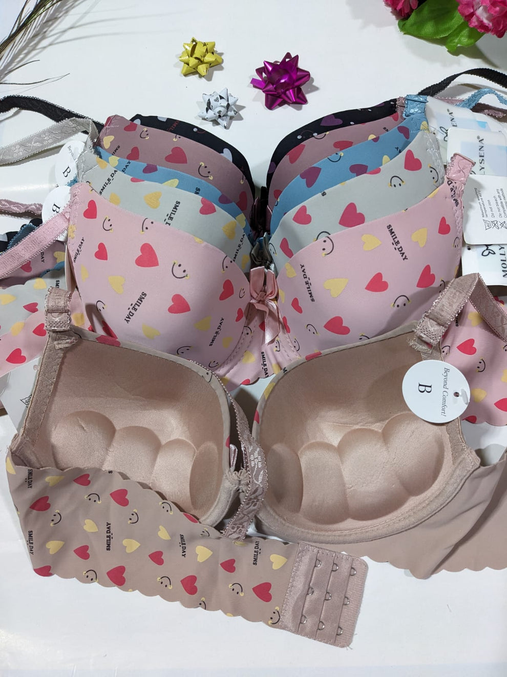 Seacrt  pushup heart print padded bra