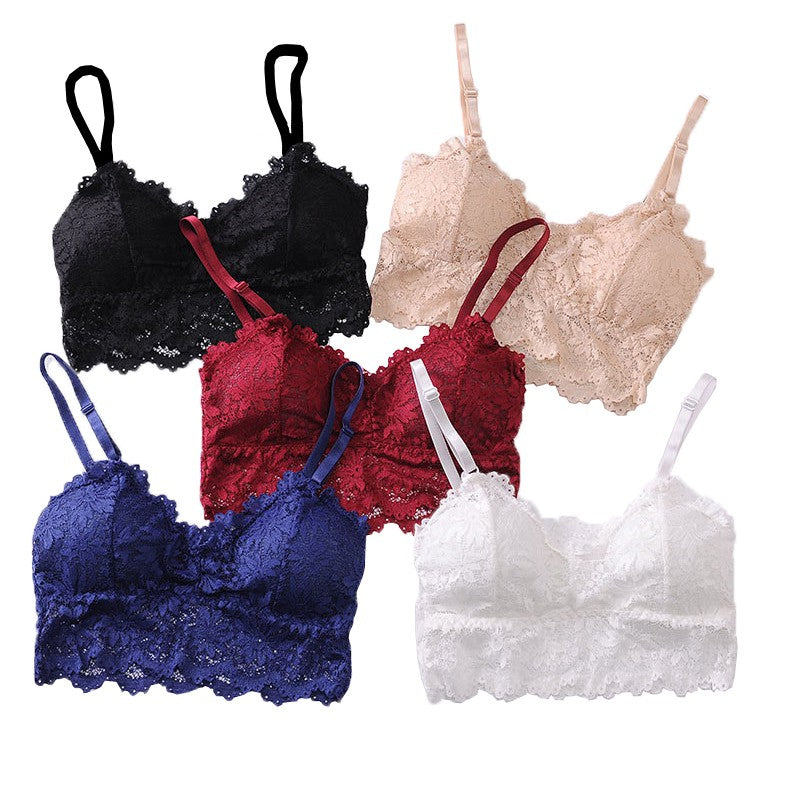 Pack Of 3 Vinice Lace v-Neck Hollow Beautiful Back Bra Japanese Style