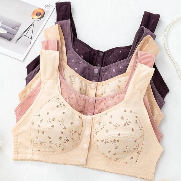 Front Open buttons Vest Cotton Bras For Women Push Up Soft Comfortable