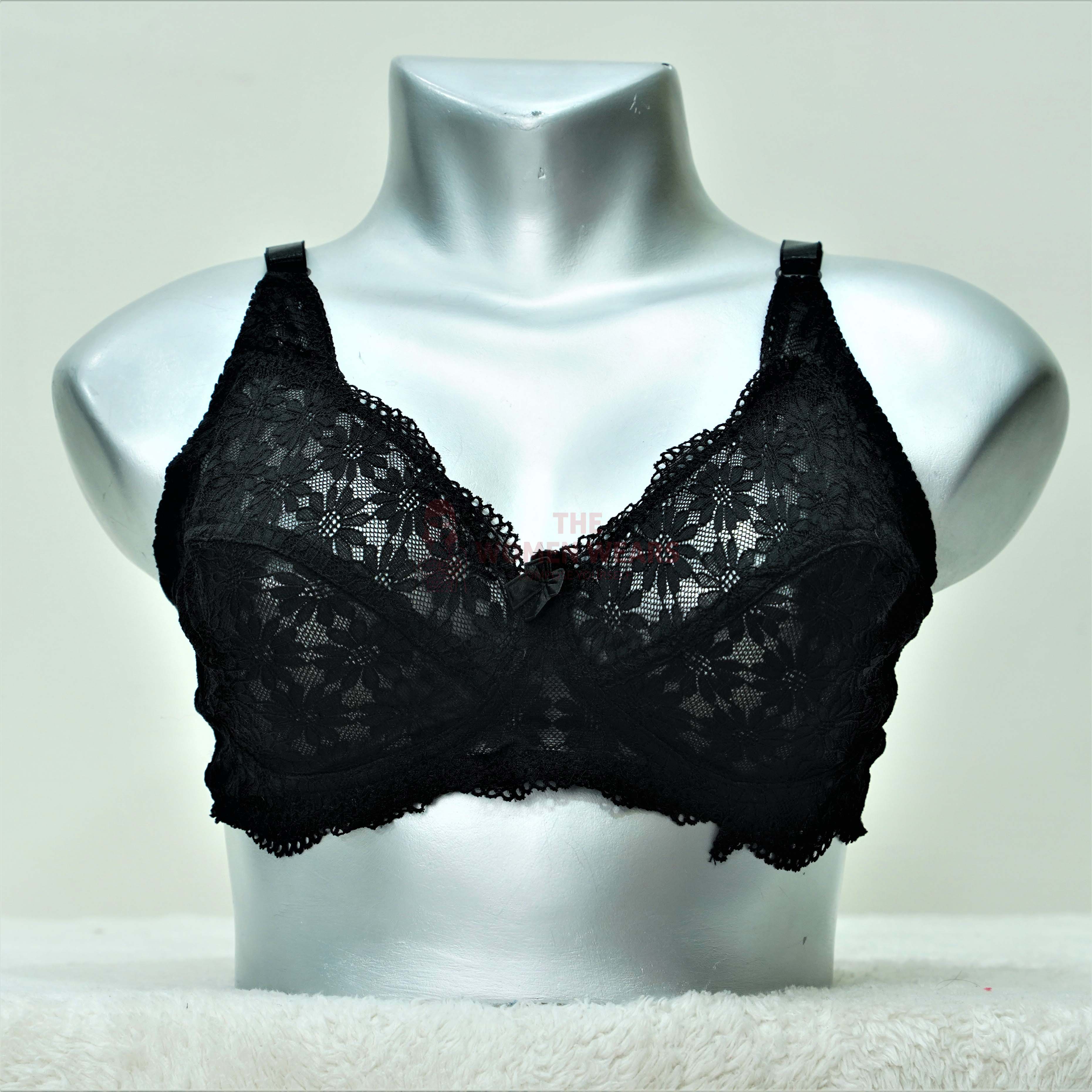 Women's Full Net Non Padded Wired Free Bra