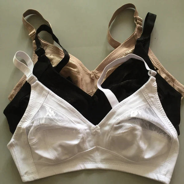 Half lace cotton bra