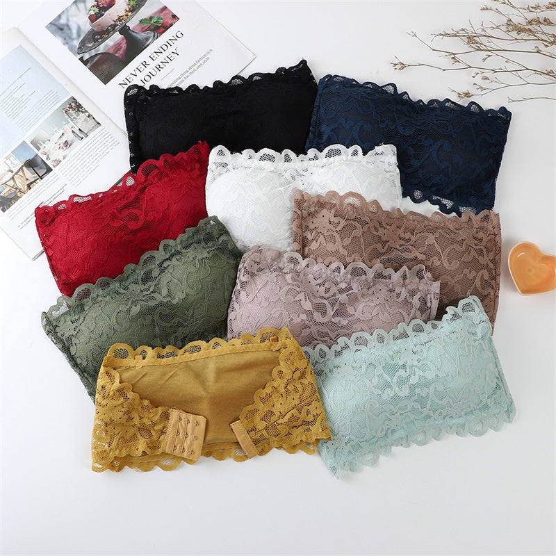 PACK OF 3 Floral Lace Design Thin Padded Strapless