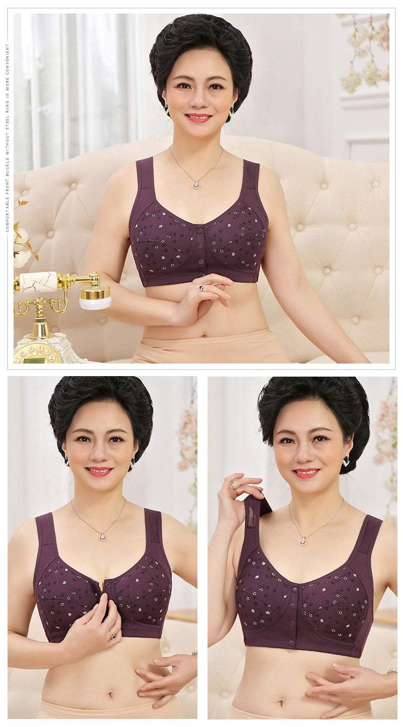 Front Open buttons Vest Cotton Bras For Women Push Up Soft Comfortable