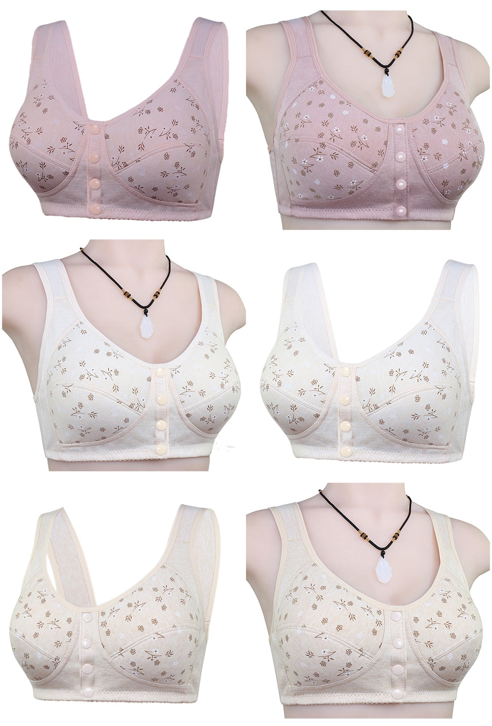 Front Open buttons Vest Cotton Bras For Women Push Up Soft Comfortable