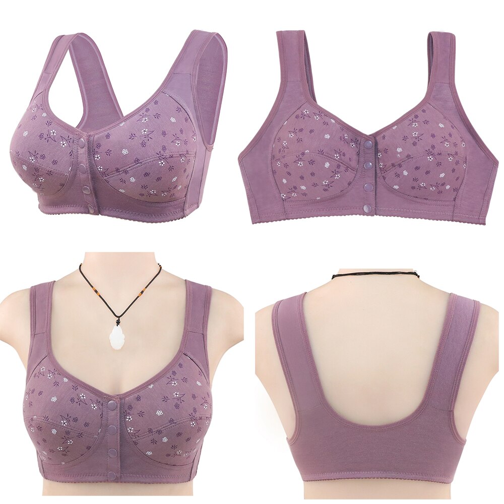 Front Open buttons Vest Cotton Bras For Women Push Up Soft Comfortable