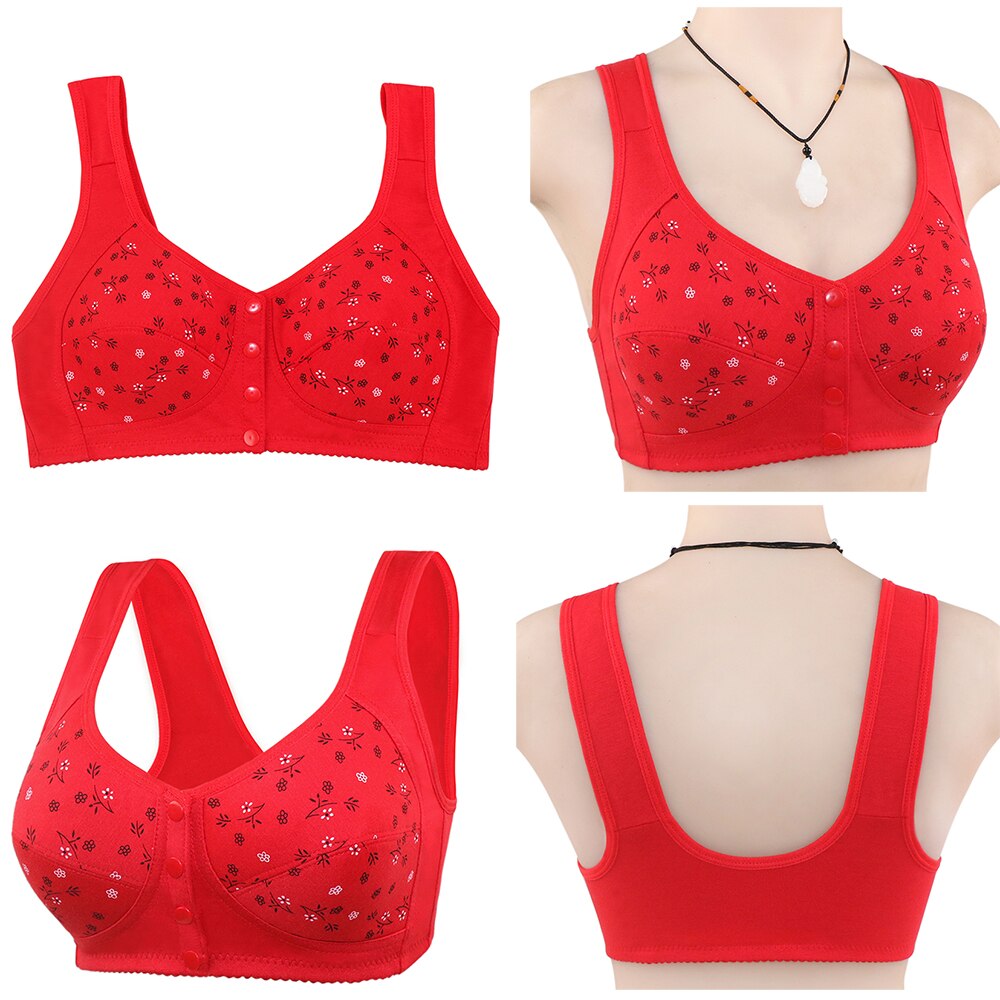 Front Open buttons Vest Cotton Bras For Women Push Up Soft Comfortable