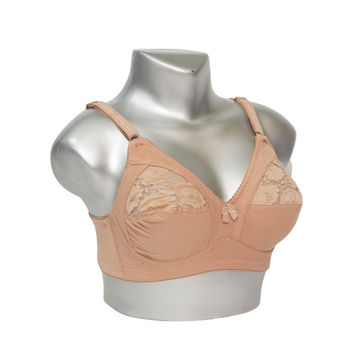 Half net cotton bra