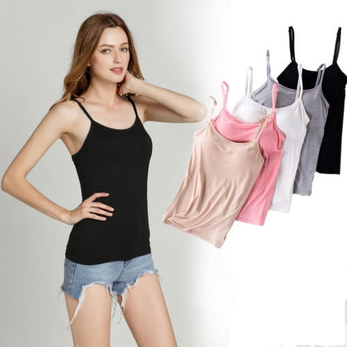 Solid Adjustable Strap Tank Tops Camisole Breathable Cotton Crop Top